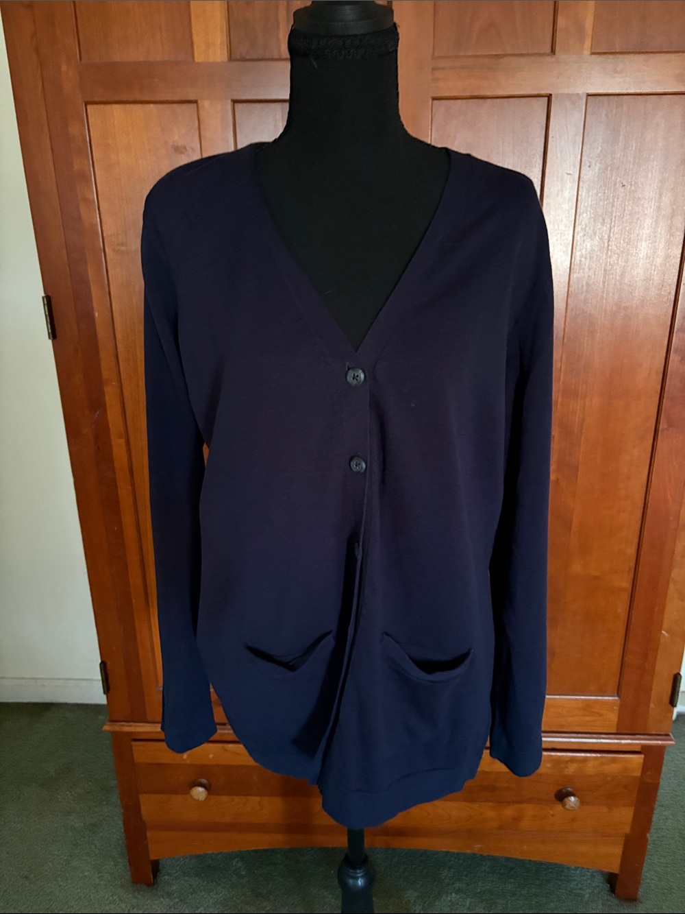 NWT Talbots Women’s Dark Navy V-Neck Button Cardigan